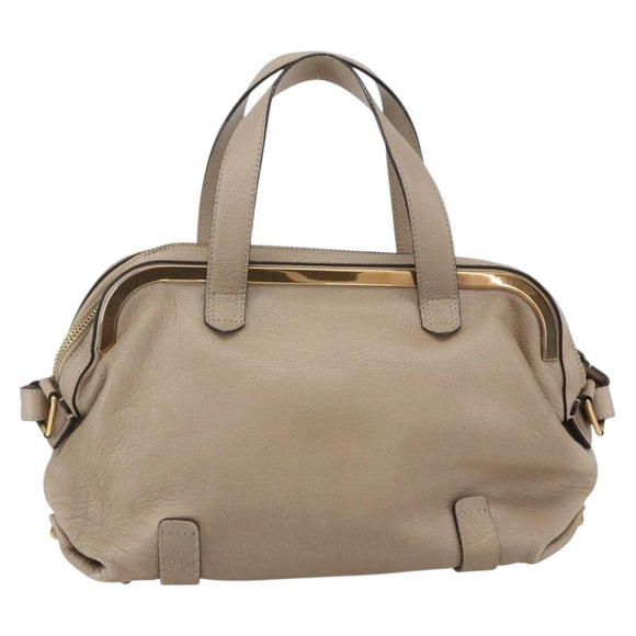 Chloe Elsie Hand Bag Leather 2way Beige Gold Auth BA9166