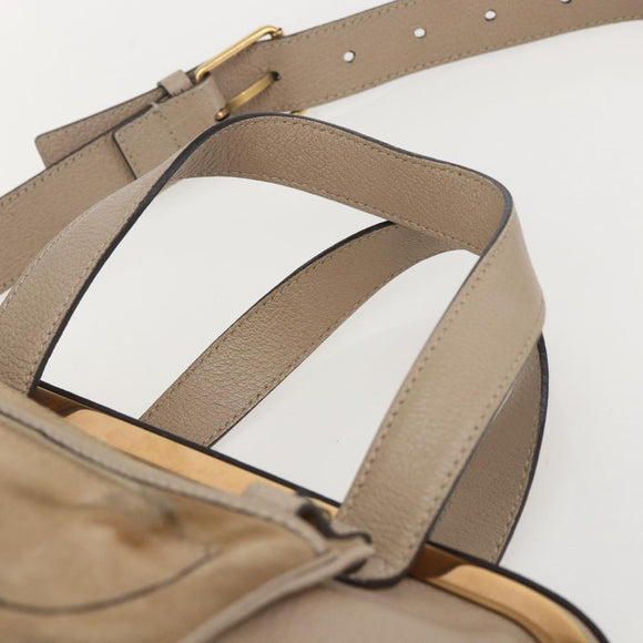 Chloe Elsie Hand Bag Leather 2way Beige Gold Auth BA9166