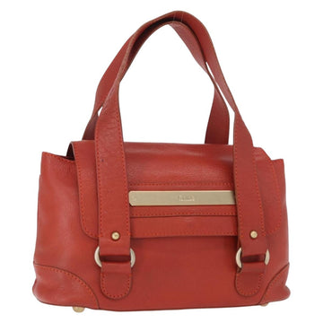 Chloe Hand Bag Leather Red Gold Auth BA9169