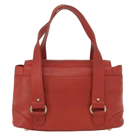 Chloe Hand Bag Leather Red Gold Auth BA9169