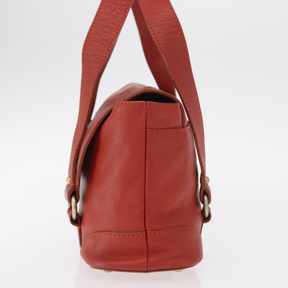 Chloe Hand Bag Leather Red Gold Auth BA9169