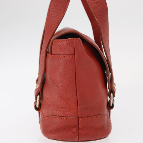 Chloe Hand Bag Leather Red Gold Auth BA9169