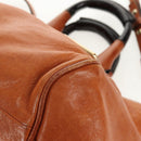 Chloe Etel Hand Bag Leather 2way Brown Gold Auth BA9170-14