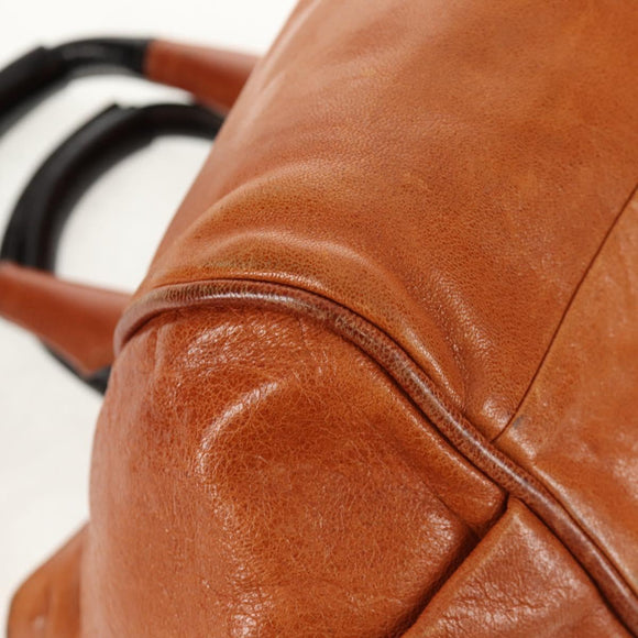 Chloe Etel Hand Bag Leather 2way Brown Gold Auth BA9170