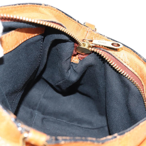 Chloe Etel Hand Bag Leather 2way Brown Gold Auth BA9170