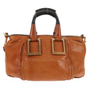 Chloe Etel Hand Bag Leather 2way Brown Gold Auth BA9170-3