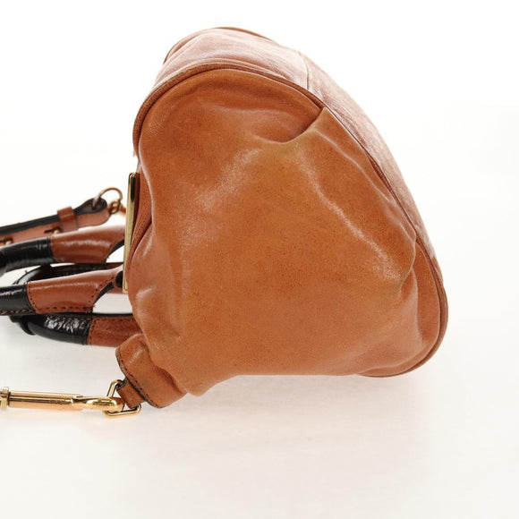 Chloe Etel Hand Bag Leather 2way Brown Gold Auth BA9170