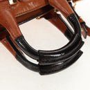 Chloe Etel Hand Bag Leather 2way Brown Gold Auth BA9170-7