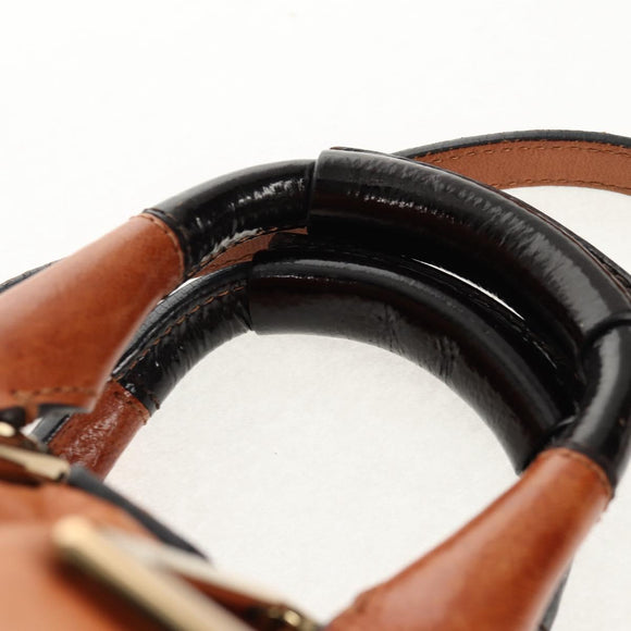 Chloe Etel Hand Bag Leather 2way Brown Gold Auth BA9170