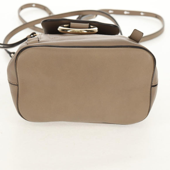 Chloe Fay Backpack Suede Leather 2way Gray Gold Auth BA9172