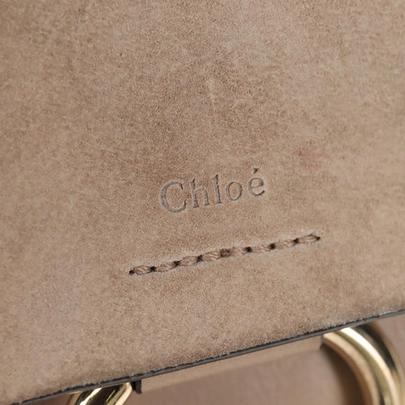 Chloe Fay Backpack Suede Leather 2way Gray Gold Auth BA9172