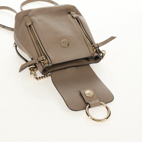 Chloe Fay Backpack Suede Leather 2way Gray Gold Auth BA9172