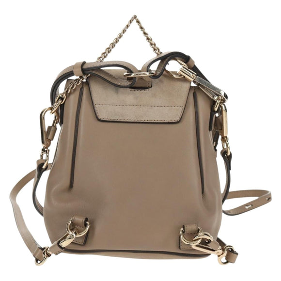 Chloe Fay Backpack Suede Leather 2way Gray Gold Auth BA9172