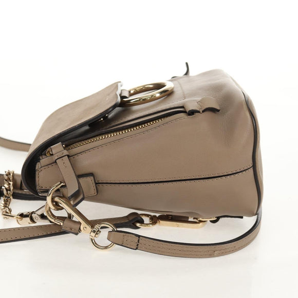 Chloe Fay Backpack Suede Leather 2way Gray Gold Auth BA9172