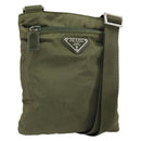 PRADA Shoulder Bag Nylon Khaki Silver Auth BA9173-1