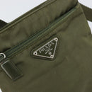 PRADA Shoulder Bag Nylon Khaki Silver Auth BA9173-18