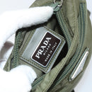 PRADA Shoulder Bag Nylon Khaki Silver Auth BA9173-19
