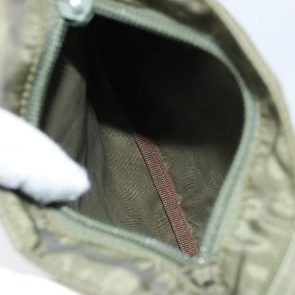 PRADA Shoulder Bag Nylon Khaki Silver Auth BA9173