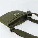 PRADA Shoulder Bag Nylon Khaki Silver Auth BA9173-6