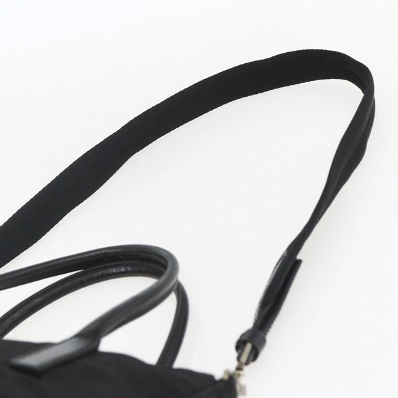 PRADA Hand Bag Nylon 2way Black Silver Auth BA9174