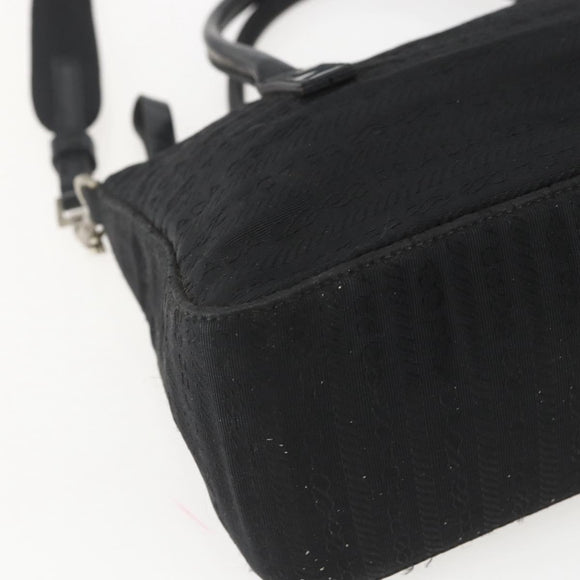 PRADA Hand Bag Nylon 2way Black Silver Auth BA9174