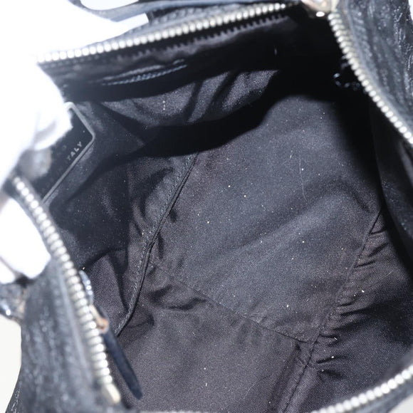 PRADA Hand Bag Nylon 2way Black Silver Auth BA9174