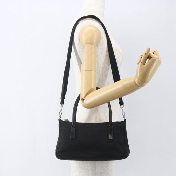 PRADA Hand Bag Nylon 2way Black Silver Auth BA9174
