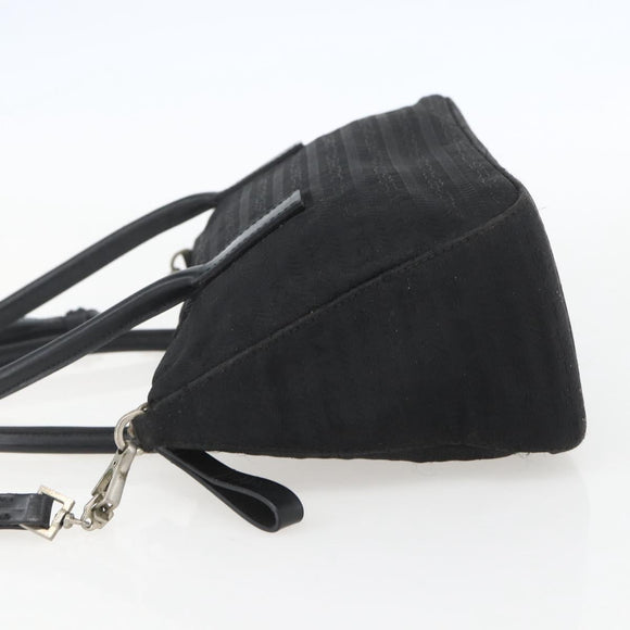 PRADA Hand Bag Nylon 2way Black Silver Auth BA9174