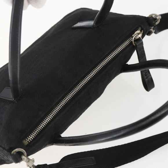 PRADA Hand Bag Nylon 2way Black Silver Auth BA9174