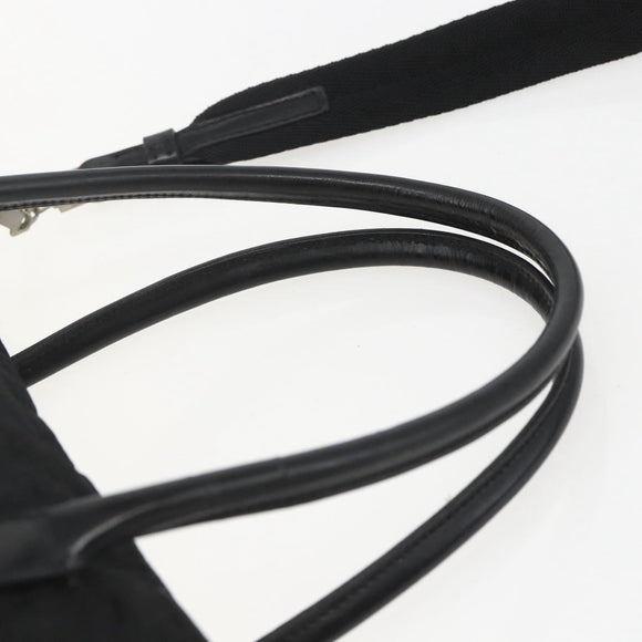 PRADA Hand Bag Nylon 2way Black Silver Auth BA9174