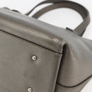 Salvatore Ferragamo Gancini Hand Bag Leather Silver Auth BA9175-15