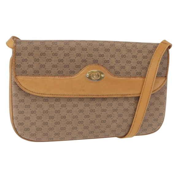 GUCCI Micro GG Supreme Shoulder Bag PVC Beige Gold 104 004 0024 Auth BA9178