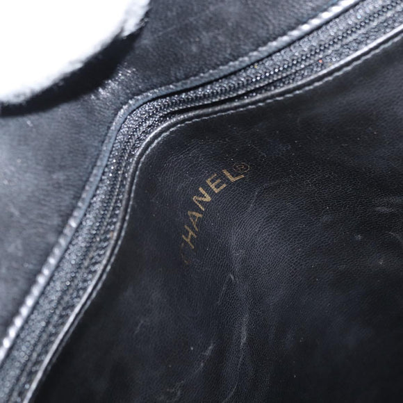 CHANEL Shoulder Bag Lamb Skin Black Gold CC Auth BA9188