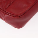 CHANEL Matelasse Chain Shoulder Bag Lamb Skin Red Gold CC Auth BA9195-16