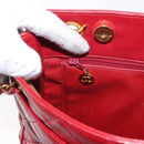 CHANEL Matelasse Chain Shoulder Bag Lamb Skin Red Gold CC Auth BA9195-21