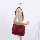 CHANEL Matelasse Chain Shoulder Bag Lamb Skin Red Gold CC Auth BA9195-24