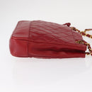 CHANEL Matelasse Chain Shoulder Bag Lamb Skin Red Gold CC Auth BA9195-3