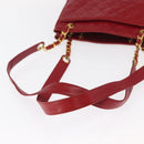 CHANEL Matelasse Chain Shoulder Bag Lamb Skin Red Gold CC Auth BA9195-7