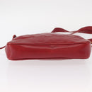 CHANEL Matelasse Chain Shoulder Bag Lamb Skin Red Gold CC Auth BA9195-5