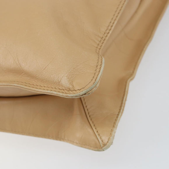 CHANEL Shoulder Bag Lamb Skin Beige Gold CC Auth BA9196