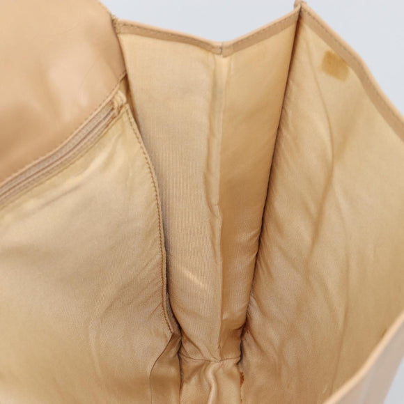 CHANEL Shoulder Bag Lamb Skin Beige Gold CC Auth BA9196