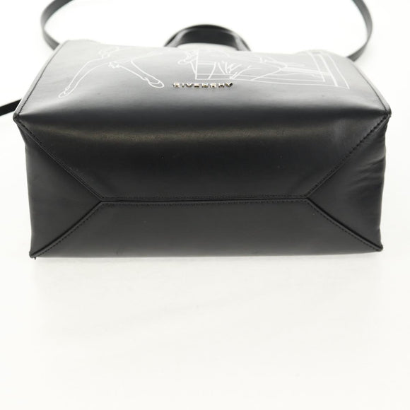 GIVENCHY Hand Bag Leather 2way Black Silver Auth BA9198V