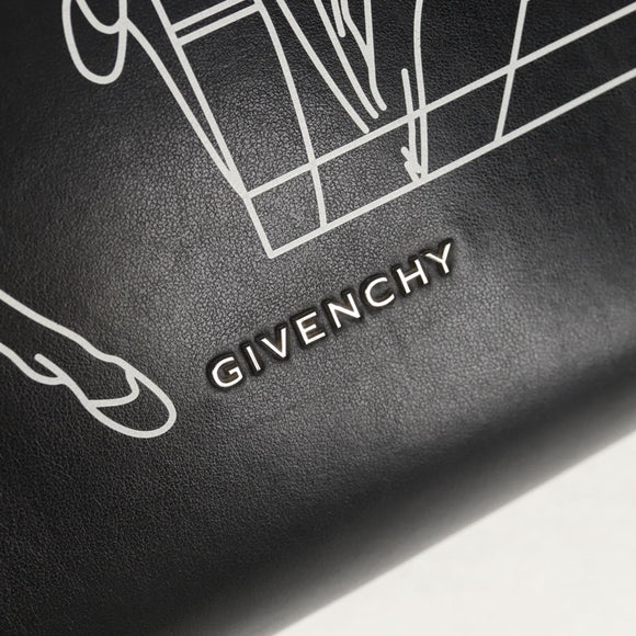 GIVENCHY Hand Bag Leather 2way Black Silver Auth BA9198V