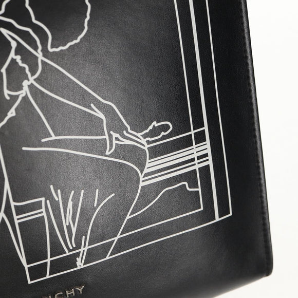 GIVENCHY Hand Bag Leather 2way Black Silver Auth BA9198V