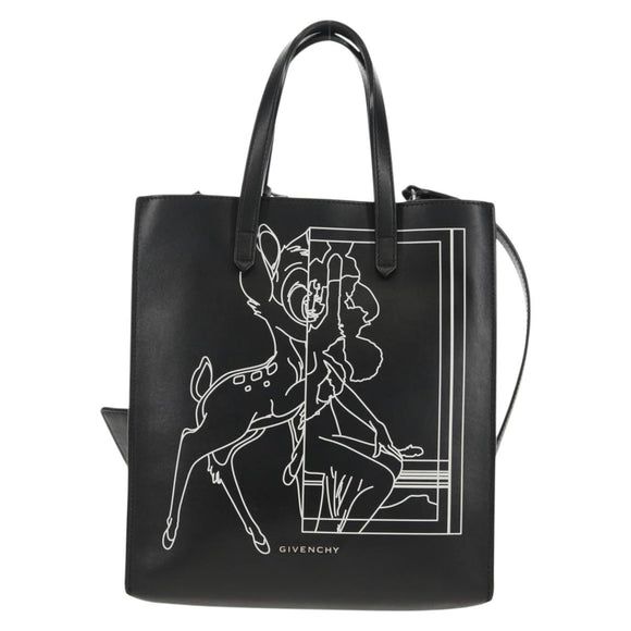 GIVENCHY Hand Bag Leather 2way Black Silver Auth BA9198V