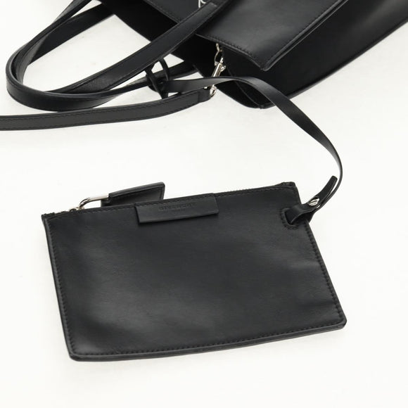 GIVENCHY Hand Bag Leather 2way Black Silver Auth BA9198V