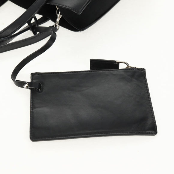 GIVENCHY Hand Bag Leather 2way Black Silver Auth BA9198V