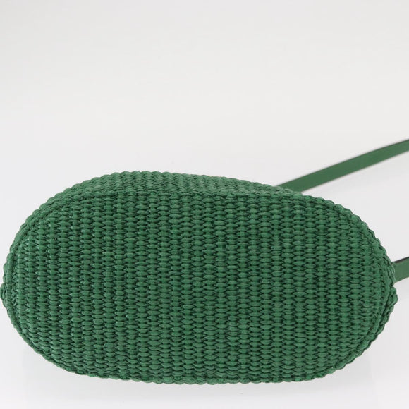 Jimmy Choo Hand Bag Raffia 2way Green Gold Auth BA9200