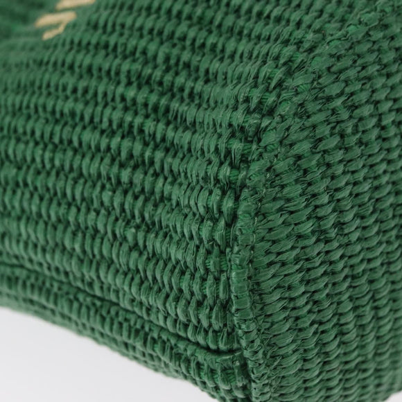 Jimmy Choo Hand Bag Raffia 2way Green Gold Auth BA9200