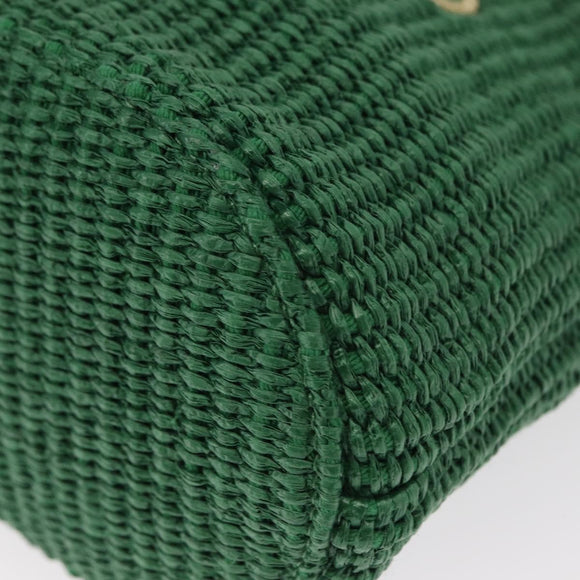 Jimmy Choo Hand Bag Raffia 2way Green Gold Auth BA9200